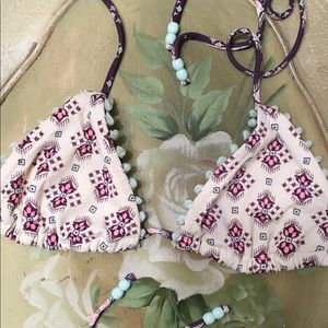 Patterned triangle bikini top